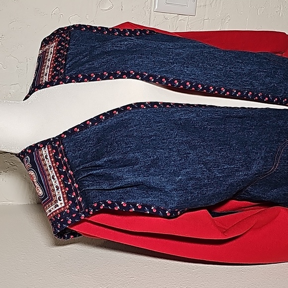 Vintage Patchwork Quilt Denim Jacket Coat Red Long Sleeve XL Pocket Boho Western - Picture 6 of 15